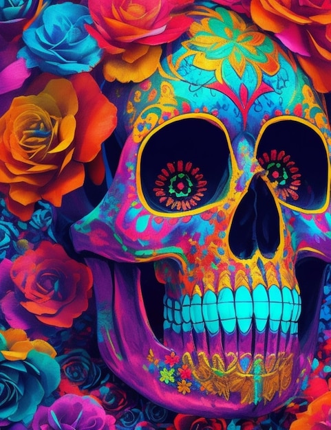 vibrant magic Day of the Dead colorful background