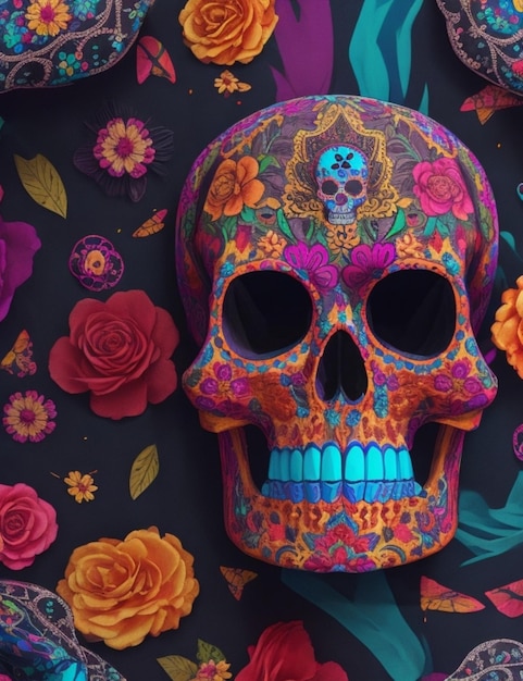 vibrant magic Day of the Dead colorful background