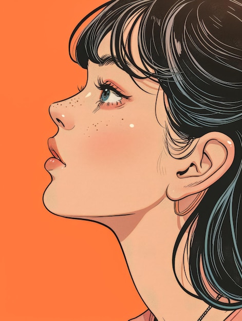 Vibrant manga style woman illustration