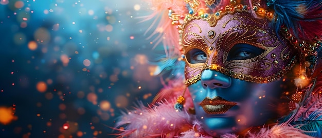 Фото Живая маска mardi gras с бусинками и перьями идеально подходит для праздничной карнавальной вечеринки тема концепция mardi gras маски бусинки и перья праздничная карнавальная вечеринка живые украшения