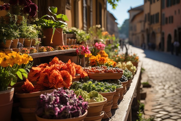 写真 イタリア ローマの活気ある市場生成 ia