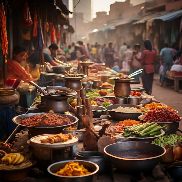 Vibrant Marketplace in Jaipur showcasing diverse food scene