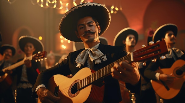 Photo vibrant melodies mexican mariachi band plays with spirit and precision