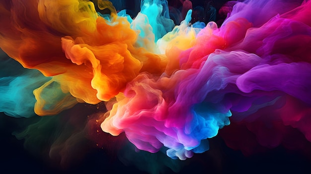 Vibrant and Mesmerizing CloseUp of Colorful Smoke Cloud on a Captivating