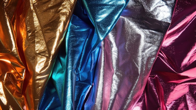 Vibrant Metallic Fabric Folds in Bold Colors