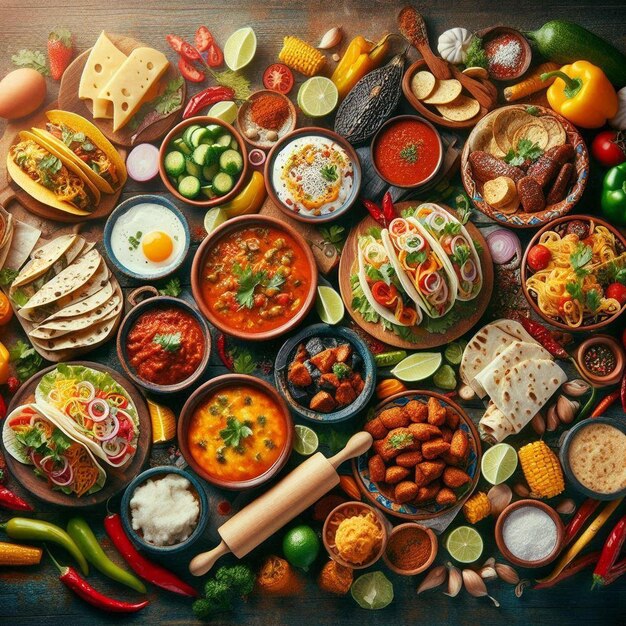 Premium Photo | A vibrant Mexican street food market scene with various