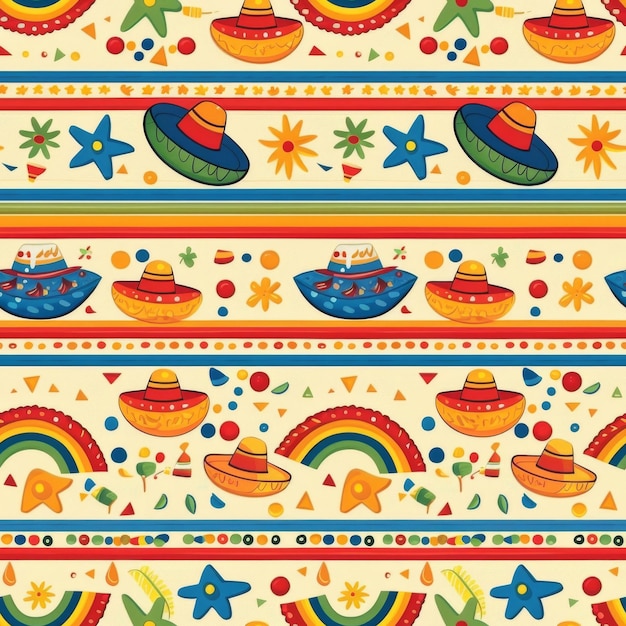 Photo vibrant mexicanthemed striped wallpaper