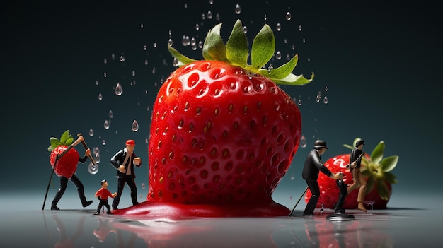 Vibrant Micro Photography Realistic Strawberries