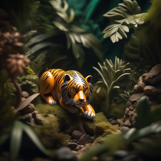 Vibrant mini jungle teeming with animals