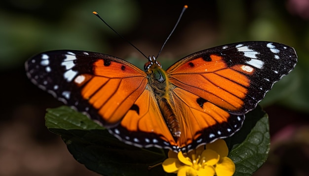 Vibrant monarch butterfly showcases elegance and fragility in nature beauty generated by artificial intelligence