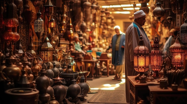 Vibrant Moroccan Souk with Carpets and Spices