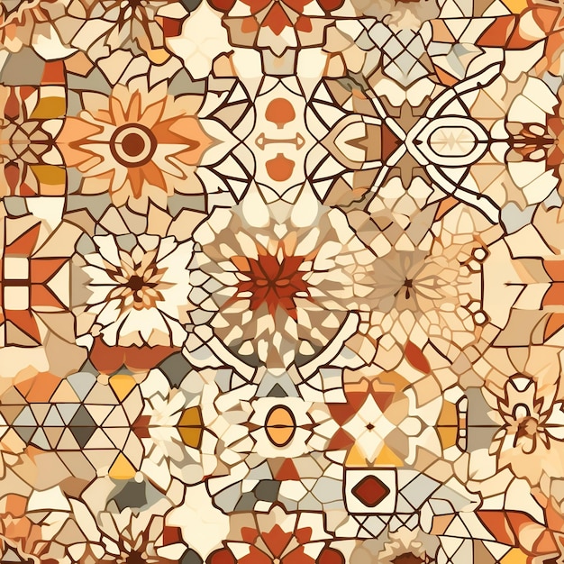 Photo vibrant moroccaninspired mosaic seamless pattern in warm colors