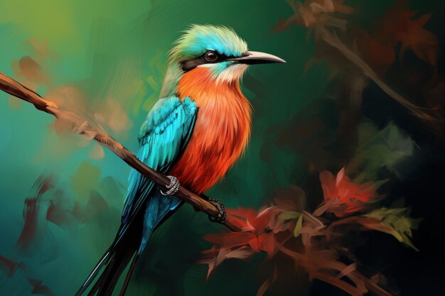 Photo vibrant motmot bird fullbody generate ai