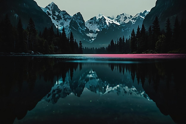 Photo vibrant mountain sunset