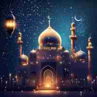 Photo vibrant muharram illustration realistic islamic new year background with mosque silhouette