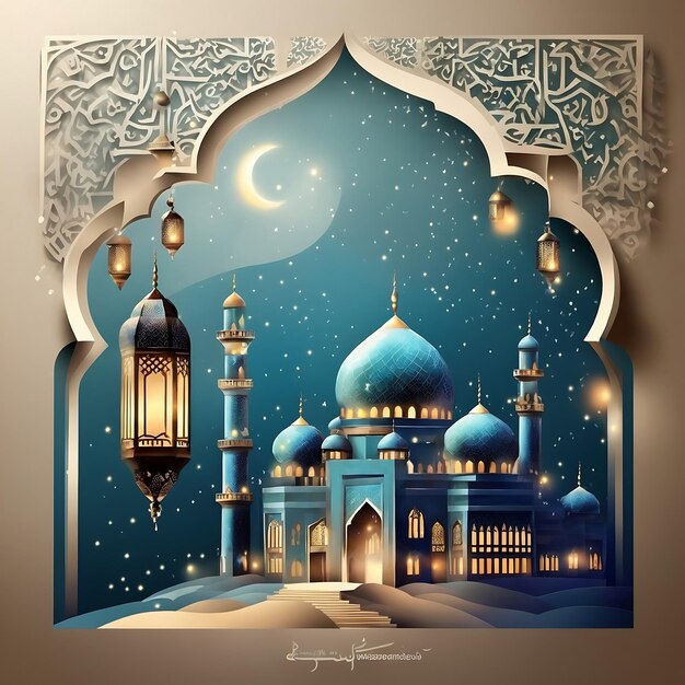 Photo vibrant muharram illustration realistic islamic new year background with mosque silhouette