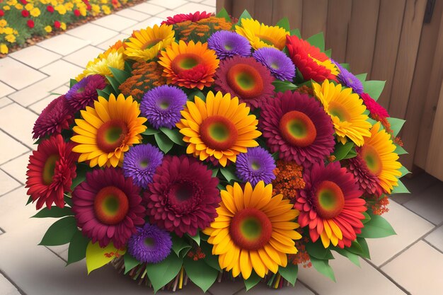 Vibrant multi colored bouquet displays autumn beauty