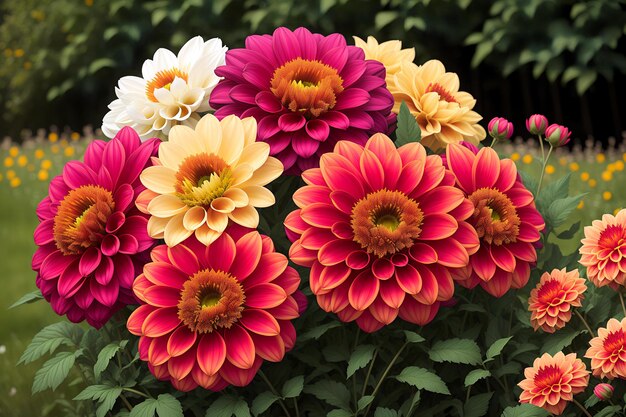 Vibrant multi colored bouquet displays autumn beauty