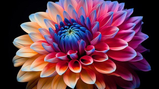 写真 鮮やかな色とりどりのダリアの花が美の象徴