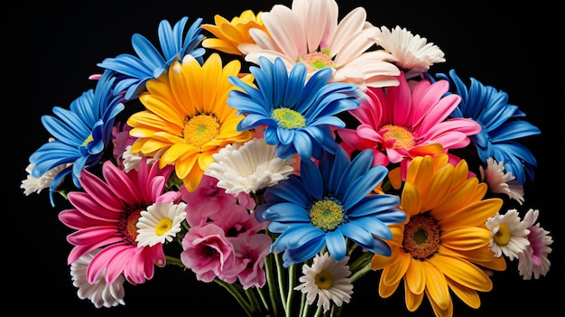 vibrant multi colored daisy bouquet showcases natural beauty