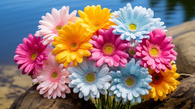 vibrant multi colored daisy bouquet showcases natural beauty