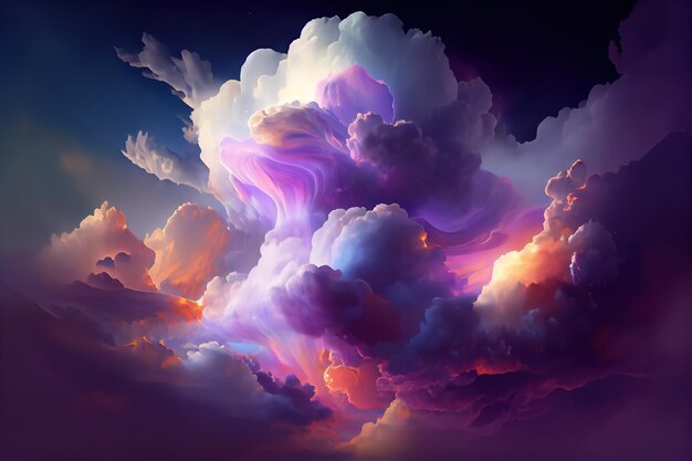 Vibrant multicolor clouds of various shapes Generative Ai