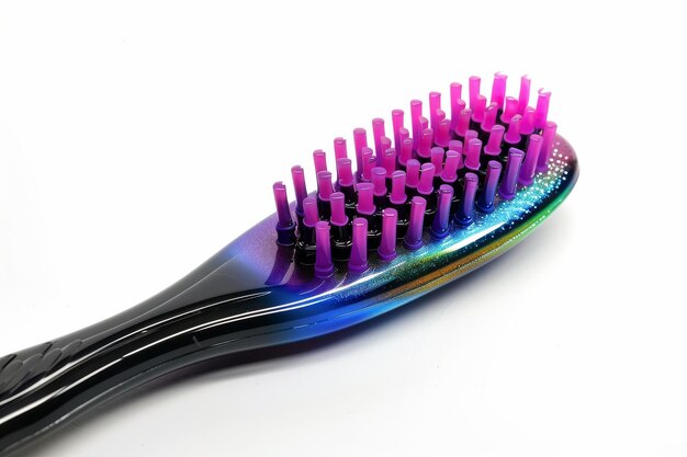 Photo vibrant multicolor hairbrush isolated on white background