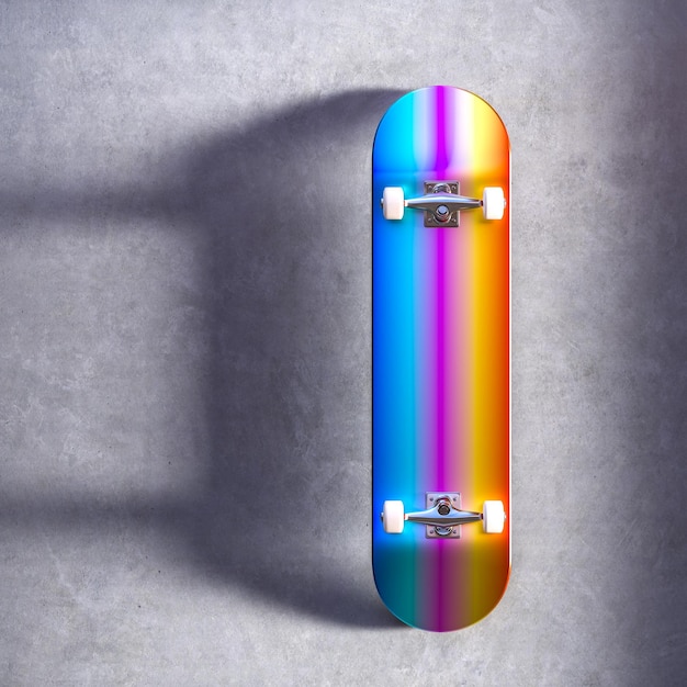 Фото Яркий многоцветный скейтборд на бетоне