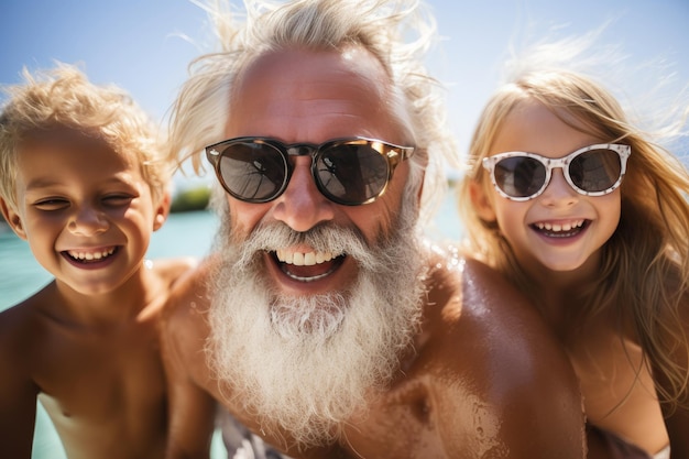 Photo vibrant multigenerational family delighting in backyard pool activities during summer vacation