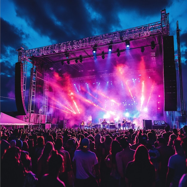 Vibrant music festival crowd
