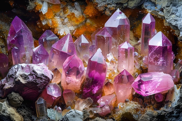 Vibrant Natural Amethyst Crystal Cluster on Rock Matrix Geology Healing Stones Mineral