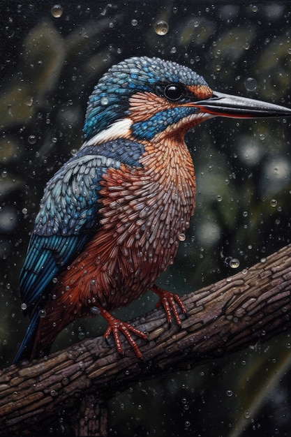 Vibrant NeoImpressionist Kingfisher Artwork for Nature Lovers