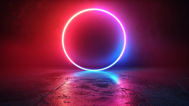 A vibrant neon circle with a glow A modern round frame with empty space for text A vivid neon loop with a glow Illustration for advertising banners cards etc