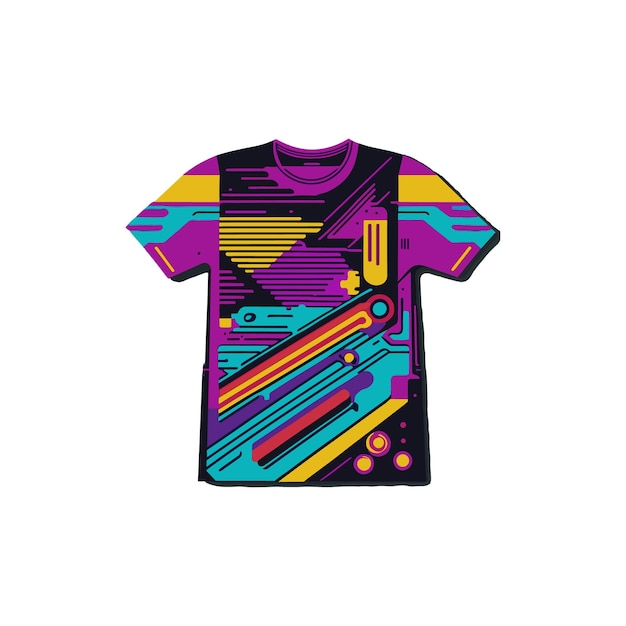 Photo a vibrant neon colored t shirt design featuring geometric pattern with bold