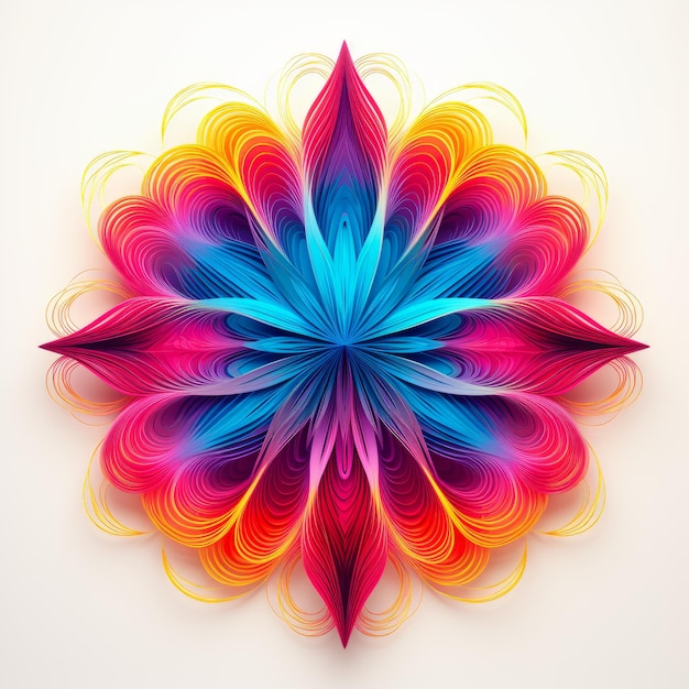 Vibrant Neon Colors Abstract Flower Paper Art met symmetrisch patroon