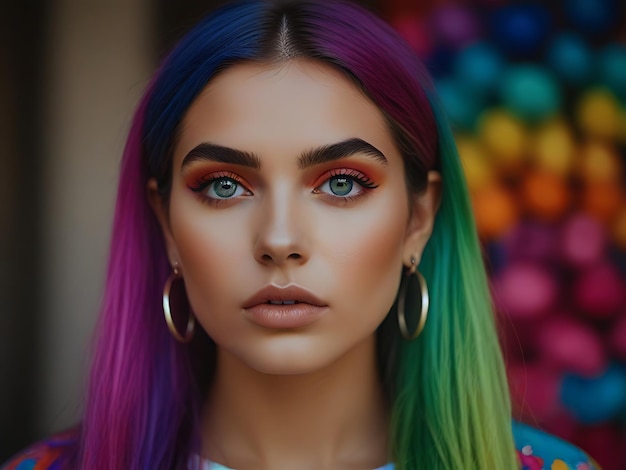 Vibrant Neon Dreamscape beautiful girl colorful