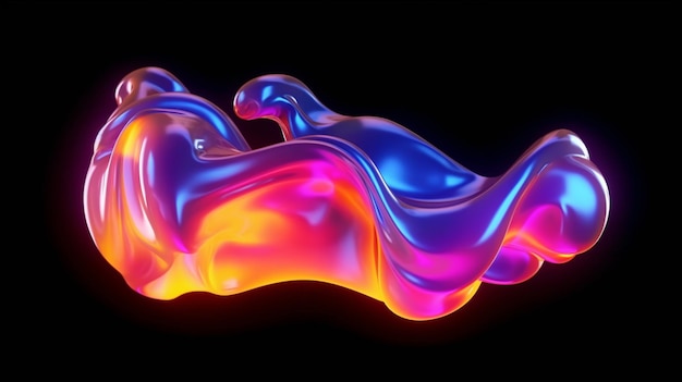 Vibrant Neon Fluid Shape Glowing and Luminous
