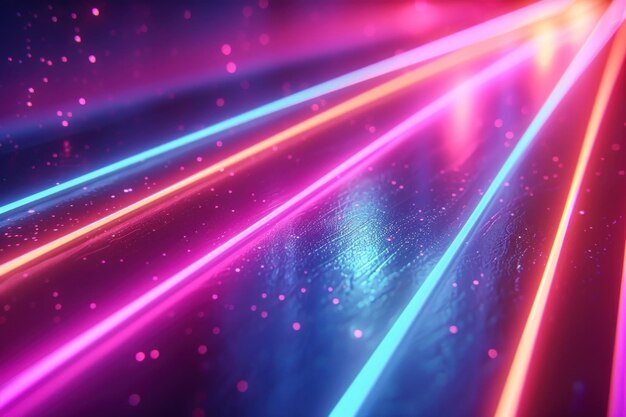 Vibrant Neon Lights and Stars Background