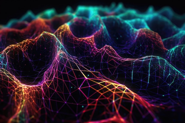 Vibrant Neon Lines Forming An Intricate Network Pattern Generative AI