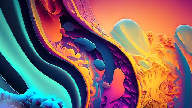 Яркие неоновые органические абстрактные обои для красочного фона