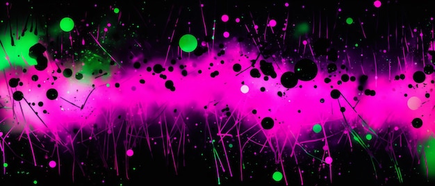 Vibrant neon purple abstract background with colorful splashes