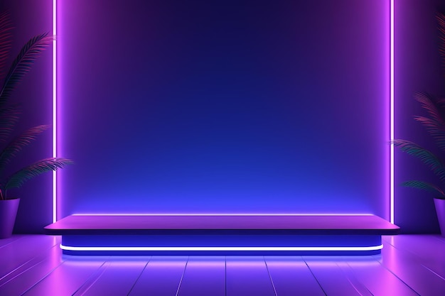 Vibrant neon purple gradient product backdrop mockup psd with stand ar 32