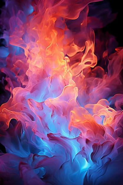 Vibrant neon retro flames AI generative