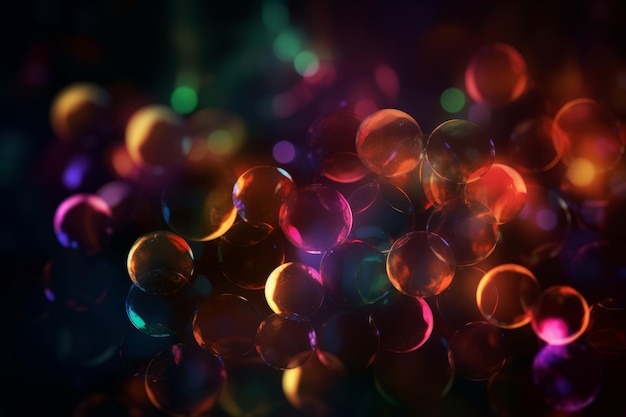 Vibrant Neon Rounds Illuminate Bokeh Background Generative AI
