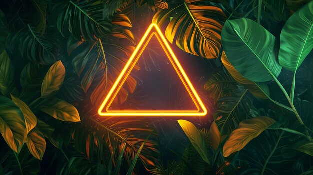 A vibrant neon triangle glowing intensely in the shape of a triangle AI Generative