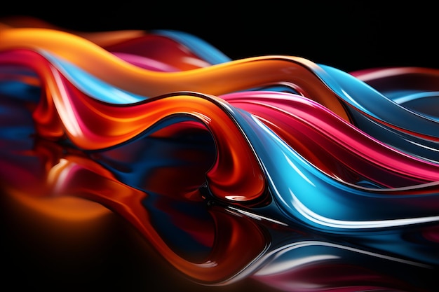 Vibrant neon wave abstract illustration ideal for graphic design and creative projects