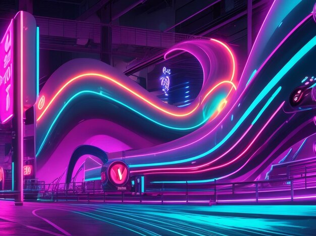 Vibrant neon wave background a dazzling visual experience