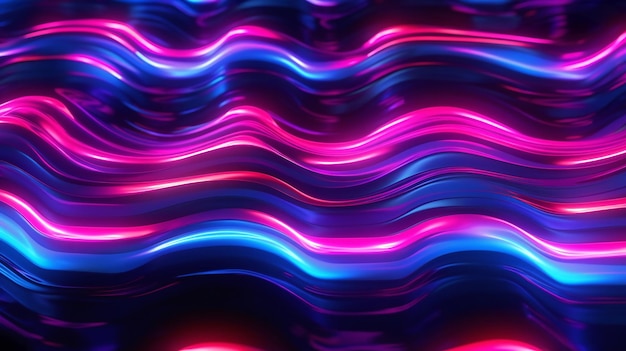 A vibrant neon wave on a dark backdrop