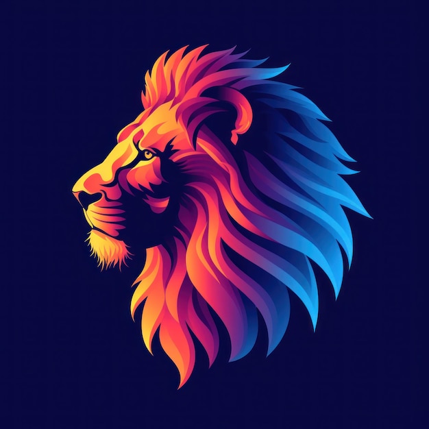 Vibrant NeonColored Lion Logo dat moderne grafische ontwerptrends illustreert