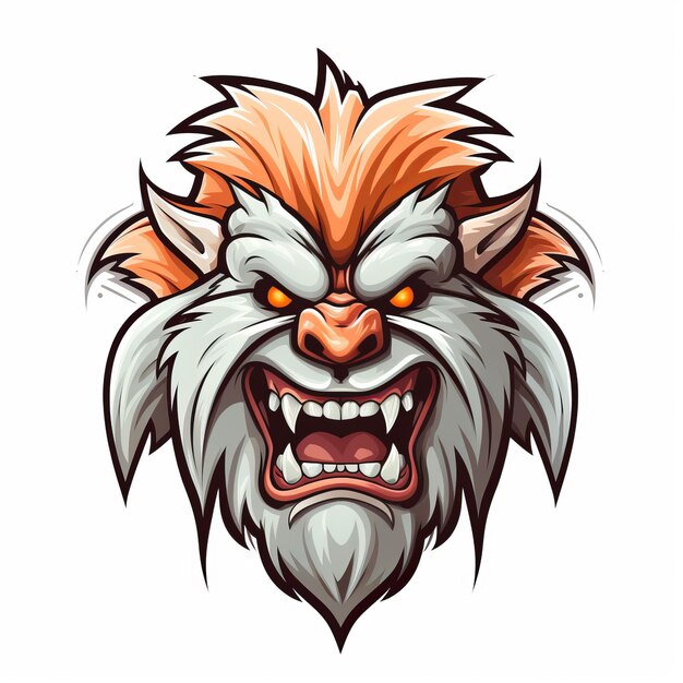 Vibrant Neotraditional Angry Mascot Logo Illustration In Detailed Brushwork Style